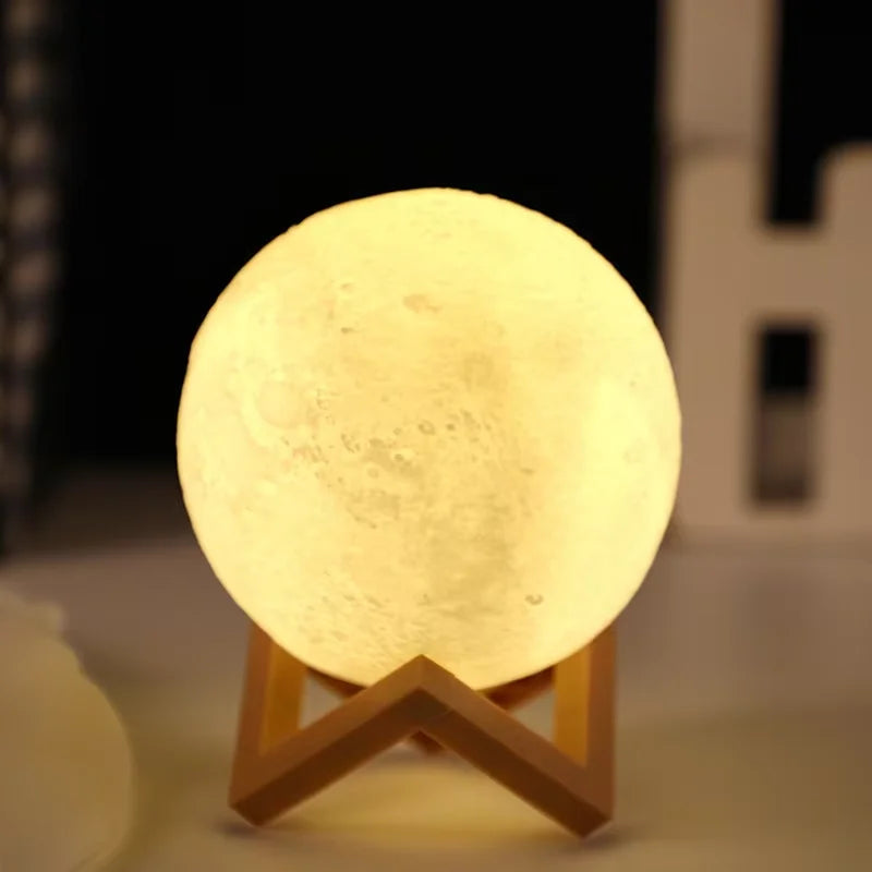 Lampara LED LUNA base madera (usa baterias)