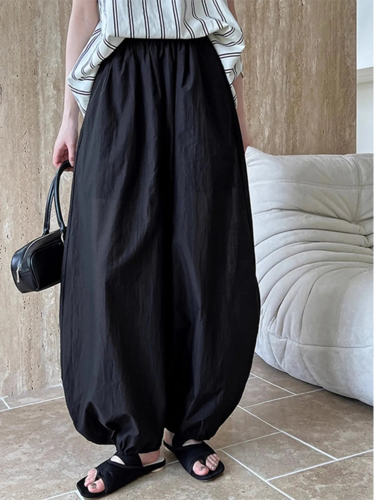 Oversized Bloomers 2025 New Summer Elegant Fashion Women Lantern Pants Casual Loose Breathable Cotton Wide Leg Pants
