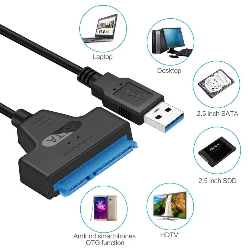 Interfaz USB 3.0 TO SATA 2.5" SSD HDD adaptador para disco duro