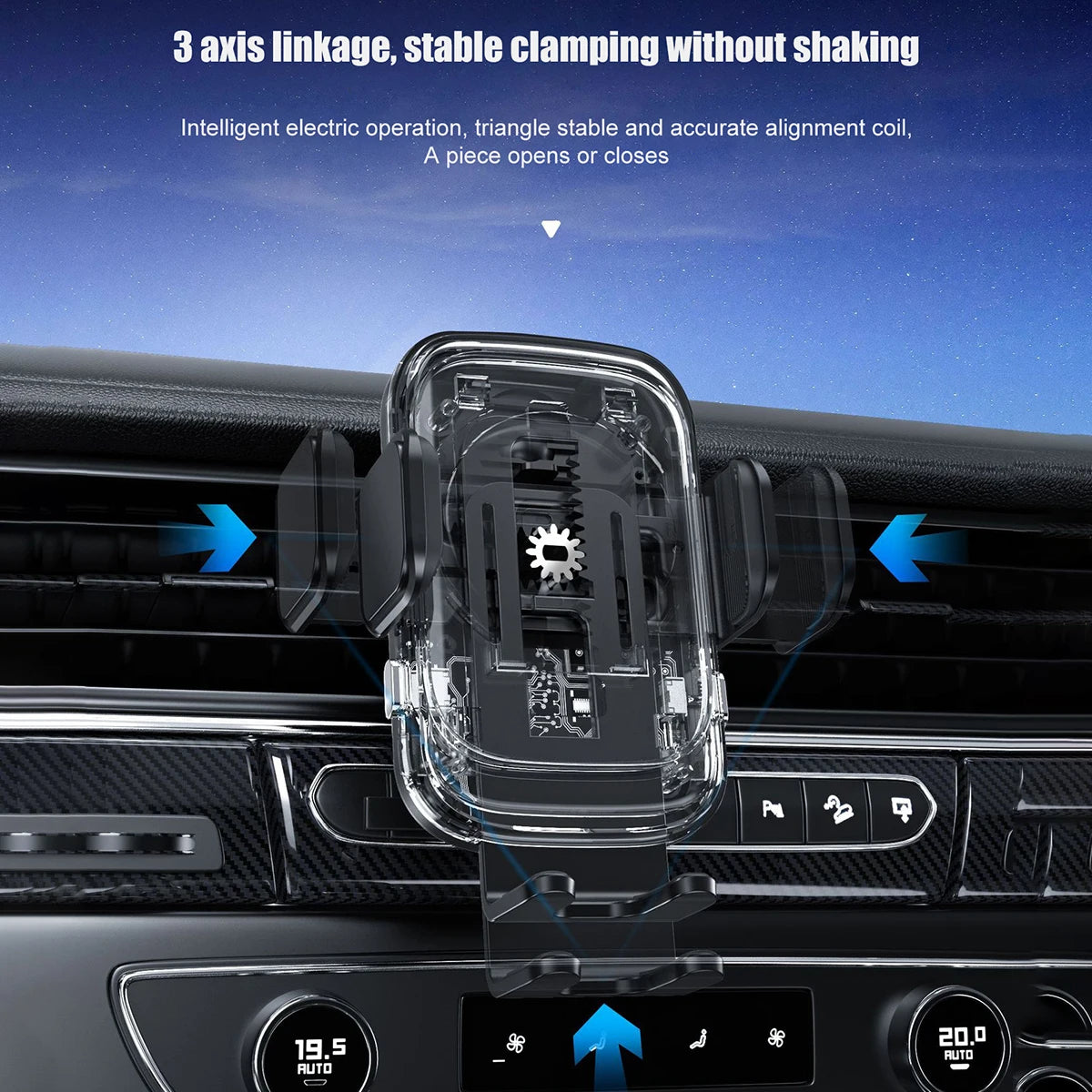 Soporte para teléfono móvil universal con cargador inalambrico de 15 watts para vehiculo (valores + IVA)