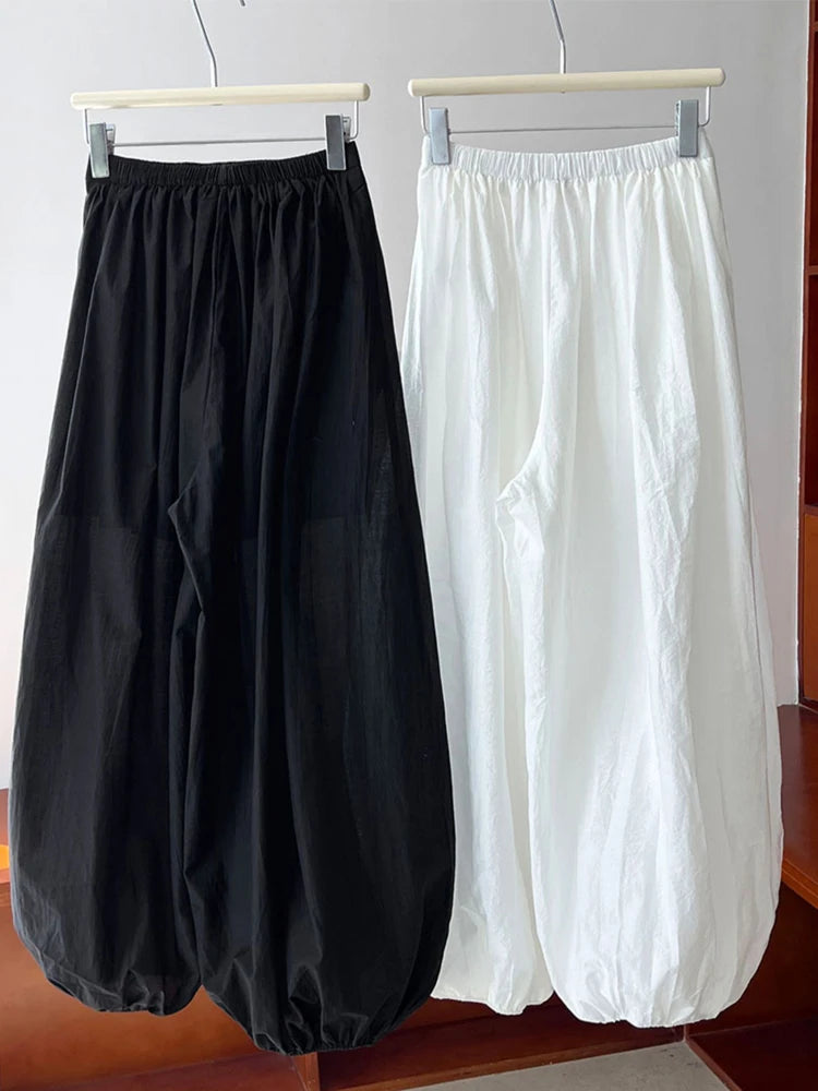 Oversized Bloomers 2025 New Summer Elegant Fashion Women Lantern Pants Casual Loose Breathable Cotton Wide Leg Pants