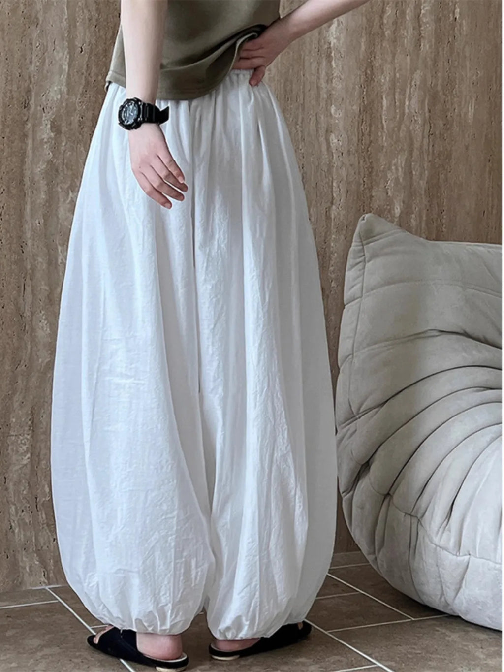 Oversized Bloomers 2025 New Summer Elegant Fashion Women Lantern Pants Casual Loose Breathable Cotton Wide Leg Pants