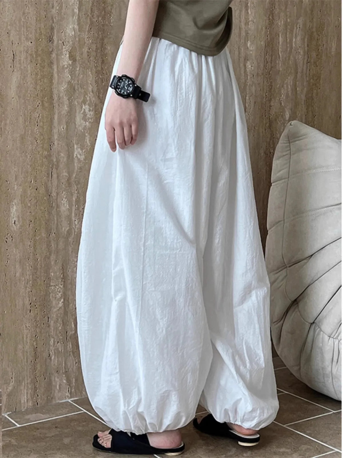 Oversized Bloomers 2025 New Summer Elegant Fashion Women Lantern Pants Casual Loose Breathable Cotton Wide Leg Pants