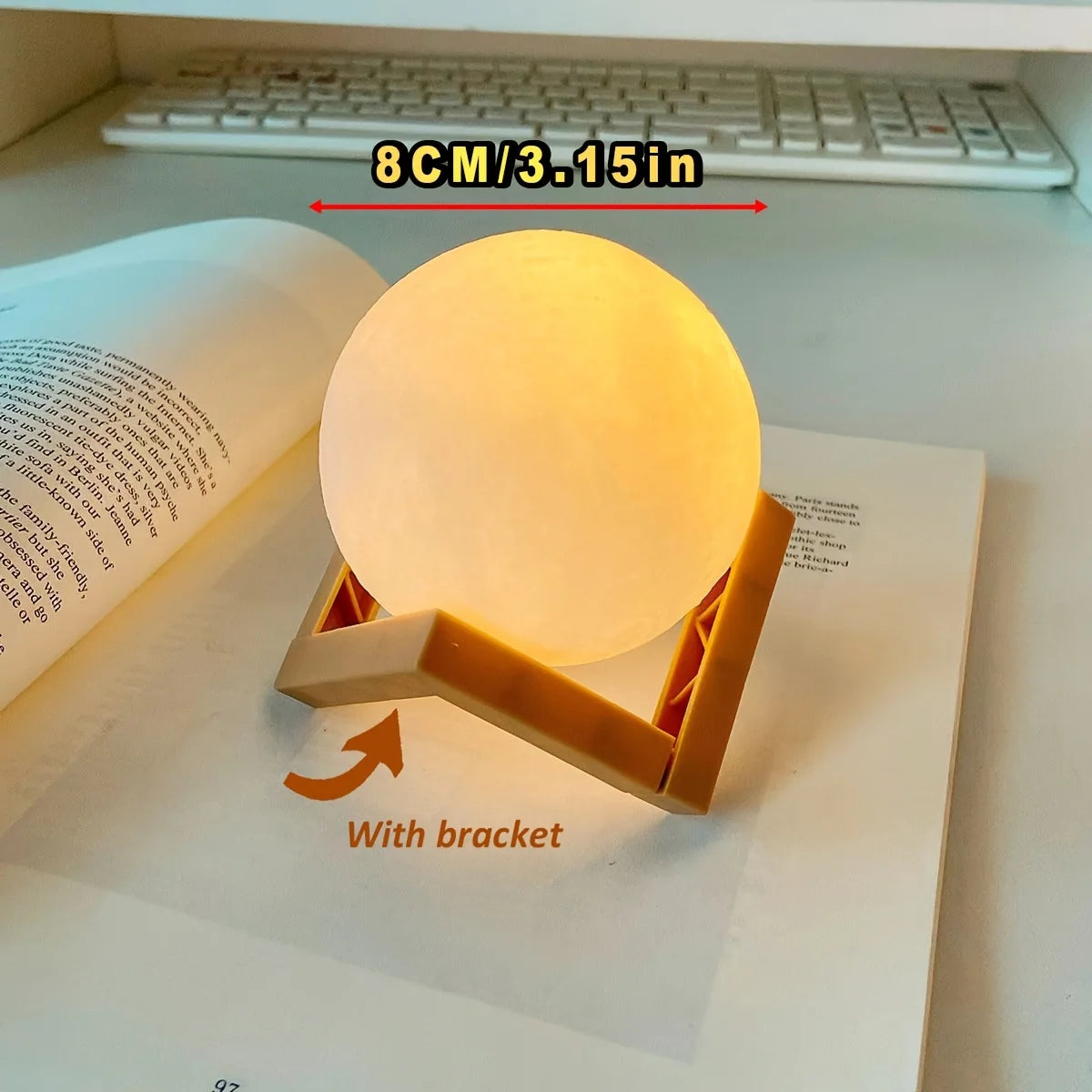 Lampara LED LUNA base madera (usa baterias)